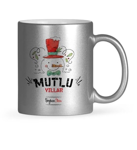 BK Gift Kişiye Özel Mutlu Yıllar Gümüş Yaldızlı Kupa Bardak  1