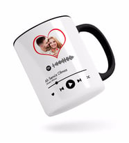 BK Gift Kişiye Özel Fotoğraflı Spotify Barkodlu Siyah Kupa Bardak-1