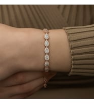 Damla Zirkon Taşlı Tamtur Gümüş Rose Bileklik
