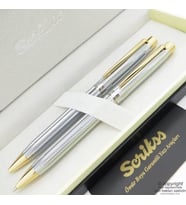Scrikss 722W Gold Krom Tükenmez Kalem + Versatil Kalem Set  Scrikss Kalem  İsme Özel Kalem  Hediyelik Kalem