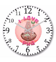 I Love Pho Duvar Saati Bombeli Gercek Cam