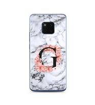 Mermer Çiçekli Harf Tasarım Süper Şeffaf Silikon Telefon Kılıfı Huawei Mate 20 P