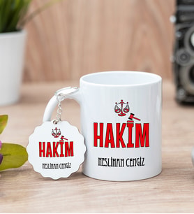 Hakim Beyaz Kupa Bardak Ve Anahtarlık Set