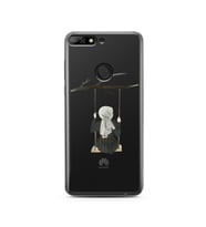 Salıncak Kız Tasarımlı Süper Şeffaf Silikon Telefon Kılıfı Huawei Y7 2018