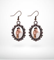 BK Gift Kişiye Özel Fotoğraflı Antik Bakır Yaldız Küpe Model 2