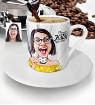 BK Gift Kişiye Özel Kadın Karikatür Türk Kahvesi Fincanı  6