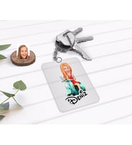 BK Gift Kişiye Özel Kadın Karikatürlü Şeffaf Pleksi Anahtarlık-24 (Beyaz)
