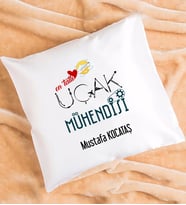 Mesajlı Uçak Mühendisi Tasarımlı Kişiye Özel Hediye Uçak Mühendisi Yastık