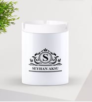 BK Gift Kişiye Özel İsimli Seramik Kül Tablası-12 (Beyaz)