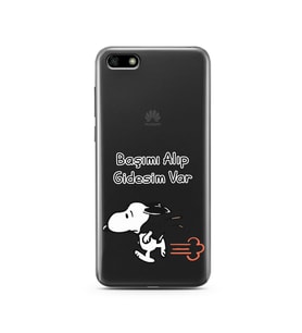 Snoopy Tasarımlı Süper Şeffaf Silikon Telefon Kılıfı Huawei Y5 2018