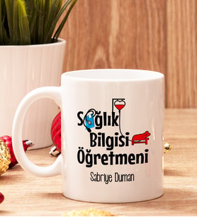 Sağlık Bilgisi Öğretmenine Hediye Beyaz Kupa Bardak