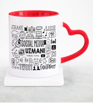 BK Gift Kişiye Özel Mesleki Sosyal Medya Uzmanı Kırmızı Kalpli Kupa Bardak  2