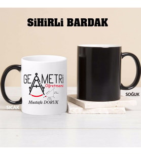 Geometri Öğretmeni Kupa Bardağı Sihirli (Beyaz)