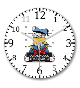 Donald Duck Duvar Saati Bombeli Gercek Cam