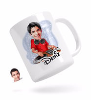 BK Gift Kişiye Özel Erkek DJ Karikatürlü Beyaz Kupa Bardak