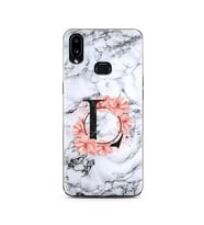 Mermer Çiçekli Harf Tasarım Süper Şeffaf Silikon Telefon Kılıfı Samsung A10s L-H