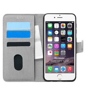 Microsonic Apple iPhone 6S Plus Kılıf Fabric Book Wallet Gri