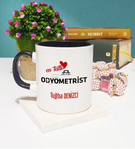 Mesajlı Odyometrist Tasarımlı Kişiye Özel Odyometrist Kupa Bardak Siyah
