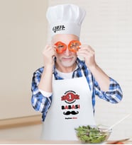 BK Gift Kişiye Özel Dünyanın 1 Numaralı Babası Erkek Mutfak Önlüğü ve Aşçı Şapkası Seti (Beyaz)