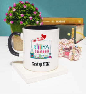 Mesajlı Kimya Öğretmeni Kupa Bardak Siyah