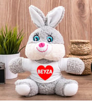 İsim Yazılı Kalpli Peluş Tavşan
