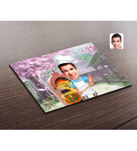 BK Gift Kişiye Özel Erkek Kebapçı Karikatürlü Ahşap Puzzle-1