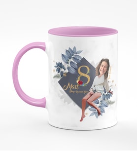 BK Gift Kişiye Özel Kadınlar Günü Karikatür Pembe Kupa Bardak  19