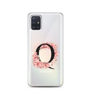 Pembe Çiçekli Harf Tasarım Süper Şeffaf Silikon Telefon Kılıfı Samsung A51 Q-Har