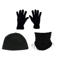 Siyah Polar Bere Boyunluk Eldiven 3'lü Set