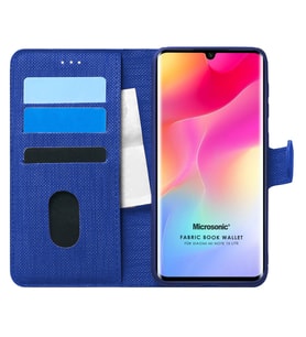 Microsonic Xiaomi Mi Note 10 Lite Kılıf Fabric Book Wallet Lacivert