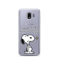 Snoopy Tasarımlı Süper Şeffaf Silikon Telefon Kılıfı Samsung J4