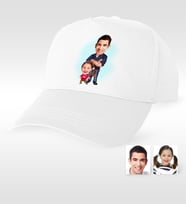 BK Gift Kişiye Özel Baba Kız Karikatür Beyaz Şapka  2