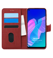 Microsonic Huawei P40 Lite E Kılıf Fabric Book Wallet Kırmızı