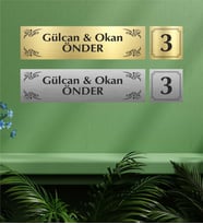 Kişiye Özel Kapı İsimliği ve Kapı Numarası Model 6 (Gümüş)