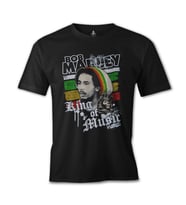 Bob Marley - King of Music Siyah Erkek Tshirt