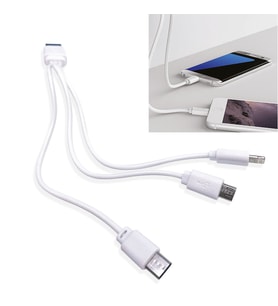 3'lü Şarj Kablosu (Micro, Lightning, Type-C) (Beyaz)