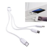 3'lü Şarj Kablosu (Micro, Lightning, Type-C) (Beyaz)