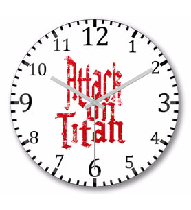 Attack On Titan Font Logo   Duvar     Saati Bombeli Gercek Cam