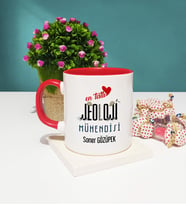 Mesajlı Jeoloji Mühendisi Tasarımlı Kişiye Özel Jeoloji Mühendisi Kupa Bardak Kırmızı
