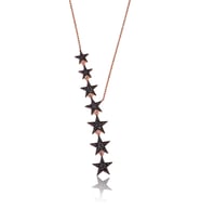 Papatya Silver Siyah Nano Zirkon Taşlı 925 Ayar Kayan Yıldızlar Gümüş Kolye (Rose)