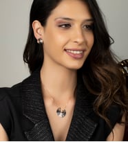 Gümüş Zirkon Taşlı Madalyon Tasarım Set (Rose)