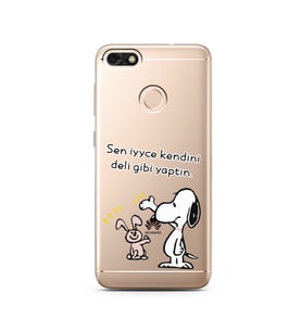 Snoopy Tasarımlı Süper Şeffaf Silikon Telefon Kılıfı Huawei P9 Lite 2017 Mini 