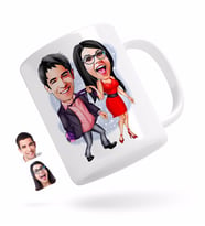 BK Gift Kişiye Özel Sevgililer Karikatürlü Beyaz Kupa Bardak-4