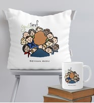 BK Gift Kişiye Özel Sınıf Öğretmeni Temalı Yastık Kupa Seti - 3