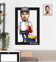 Kişiye Özel Elektrikçi Karikatürlü 3D Ahşap Tablo 30x47  Bay-1