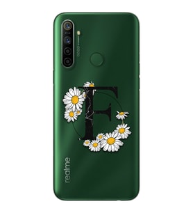 Papatya Harf Tasarım Süper Şeffaf Silikon Telefon Kılıfı Oppo Realmi 5i F-Harfi