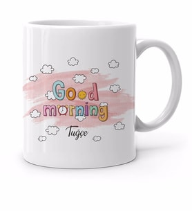 BK Gift Kişiye Özel Good Morning Tasarımlı Beyaz Kupa Bardak-1