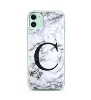 Iphone 11 Beyaz Mermer Harf Tasarımlı Telefon Kılıfı C-Harfi 