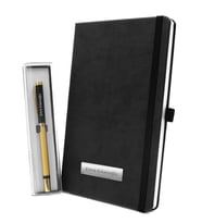 Kişiye Özel Siyah Defter & Gold Detaylı Roller Kalem Hediye Seti (Siyah)