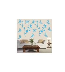 DUVAR ÇIKARTMA STICKER DEKORATİF DUVAR KAĞIDI,SÜS  MAVİ KELEBEKLİ PVC 48X33X0,5CM
